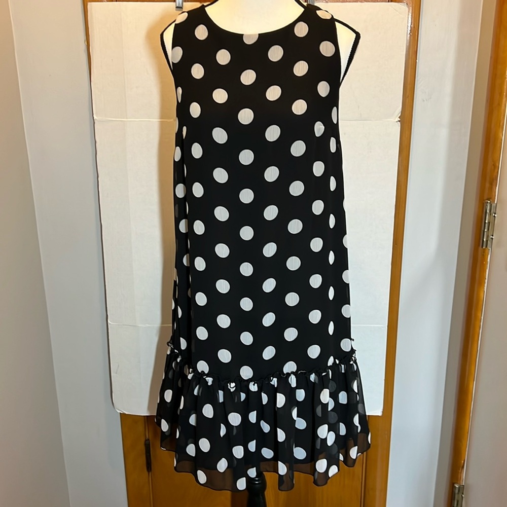 Tommy Hilfiger Navy Blue and White Polka Dot Dress